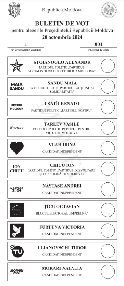 buletin de vot prezidentiale